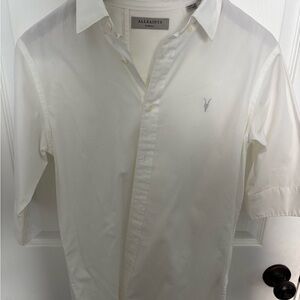 All Saints Men's Classic White Button Down Shirt